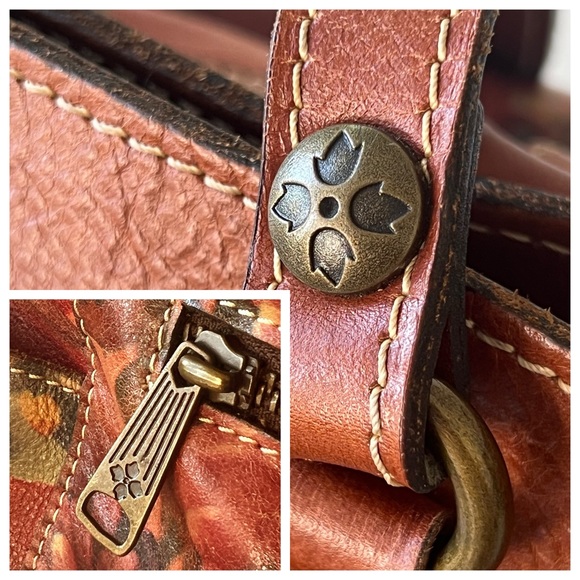 Patricia Nash Bolsena Tote English Mums Multi Brown Earthy Floral Leather Bag - Picture 7 of 16